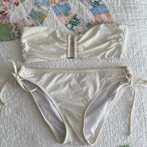 White Strapless Bikini with Tie Sides